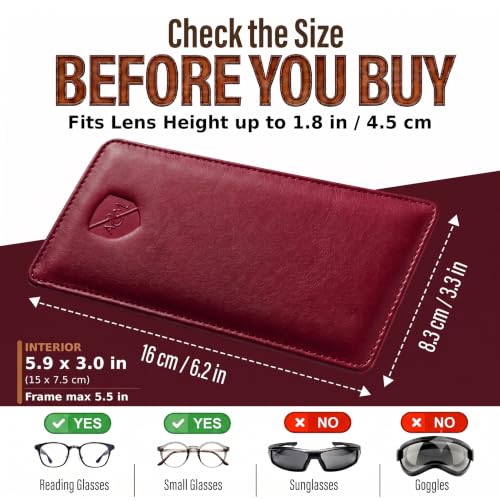 Image of ALLEN & MATE Genuine Leather Eyeglass Case, Slim Slip-In Reading Glasses