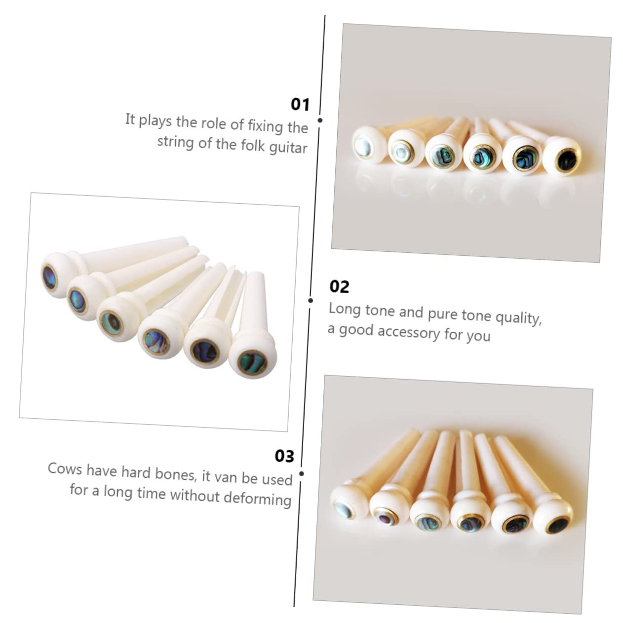Toyvian 18pezzi Perni Per Ponte Chitarra Acustica Da Osso Di Mucca Con Inlay Punto Per Stile e Durata Compatibili Con Chitarre Folk Accessori Di Alta Qualità Per Sostituzione e