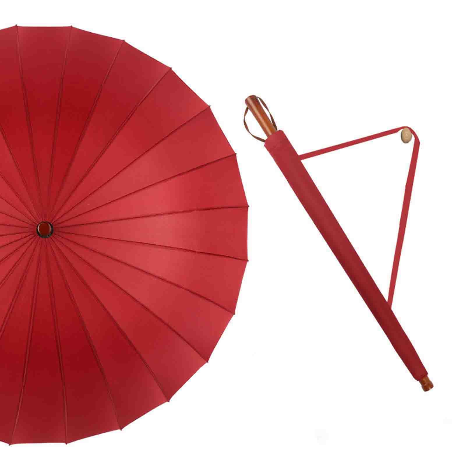 46 Cal bardzo duży parasol golfowy, 24 kości automatyczny długi uchwyt słoneczny parasol ponadgabarytowy parasol golfowy mężczyźni i kobiety (Red)