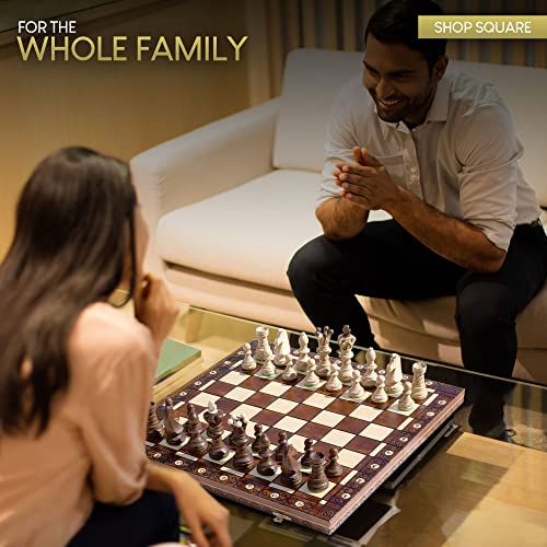 Wegiel AMBASSADOR EUROPEAN CHESS SET Handmade European Ambassador Chess Set - Wooden 21 Inch Beech & Birch Board thumb #2