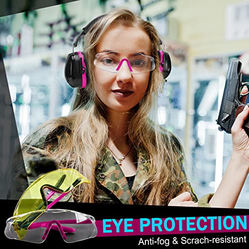 Shooting Ear Protection Earmuffs For Gun Range Hearing Noise Reduction, 2Pcs Safety Eye Protection Glasses, Carrying Case #TOP2