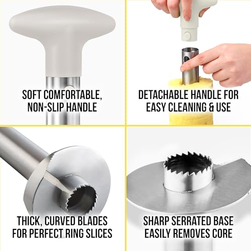 Image of Zulay Kitchen Pineapple Corer and Slicer Tool - Stainless Steel Pineapple Cutter for Easy Core Removal & Slicing - Super Fast Pineapple Slicer and Corer Tool Saves you Time (Ivory)