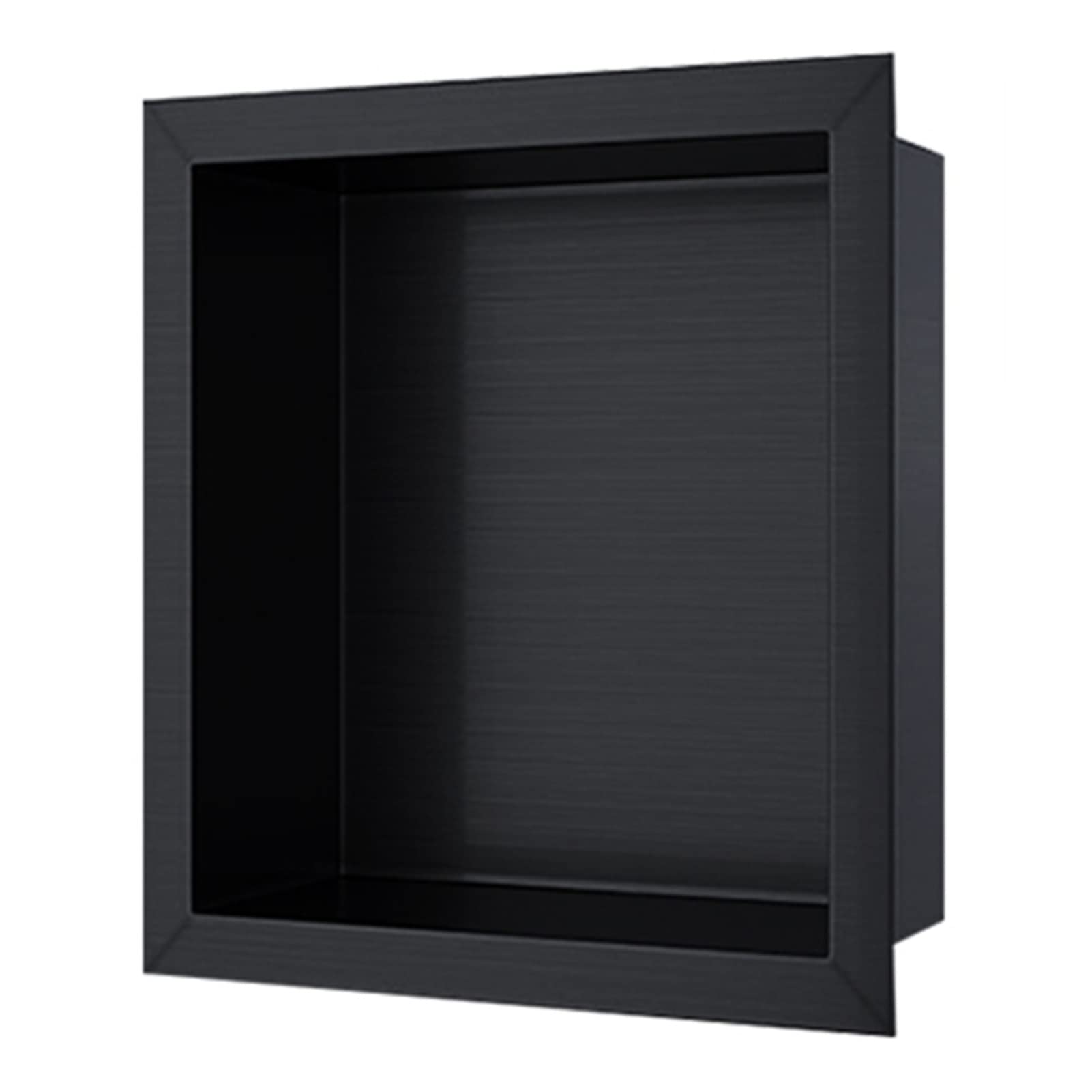 QUSYZD Shower Niche, Embedded Stainless Steel Brushed Shower Organiser, Shampoo Toiletries Recessed Storage Shelves, Bathroom Shelf Wall Hole Installation,Black,1,Black-32x32x12.5CM