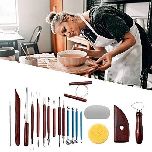 19Pcs Pottery Clay Sculpting Tools, Polymer Clay Tools Kit Pottery Clay Modelling Tools Portable Double Sided Pottery Tools Wood Carving Tools Handmade Tools for Kids Beginners and Craft Lovers 5 51slzgrMAIL. AC
