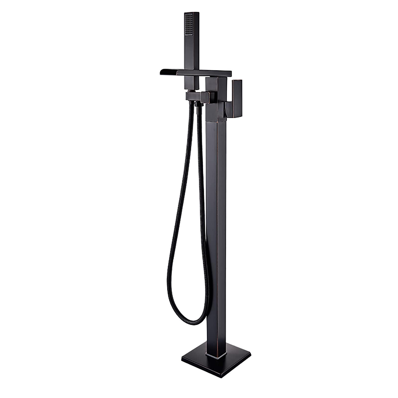 Robinet de baignoire autoportant cascade LED mitigeur au sol laiton poignée unique noir