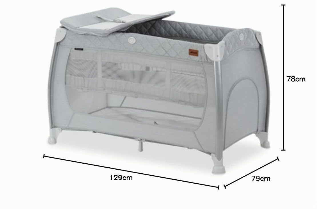 hauck Reisebett Play N Relax Center mit Wickelauflage, höhenverstellbar und seitlichem Einstieg - Quilted Grey