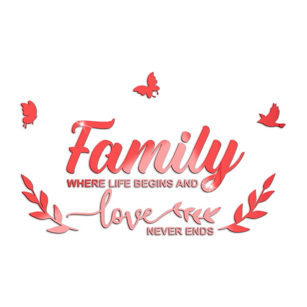 3D Acrylic Wall Sticker Letter Family for Butterfly Combination Self-Adhesive Decal Removable Wall Art for Art Decals Butterfly Stickers for Home Dormitory Decor