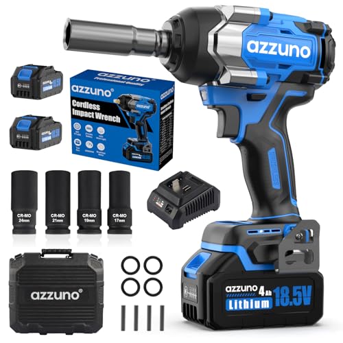 AZZUNO Electric Impact Wrench 737 Ft-lbs(1000N.m) 1/2'' Brushless Cordless Impact Driver with Fast...