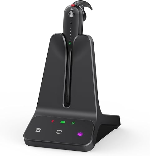 Yealink DECT Wireless Headset WH63 E2,Teams Certified,Single Ear(Mono) Office Headset for Desk Phone and Computer Softphone,Noise Cancelling Mic, 607Ft Range,3 Wearing Styles