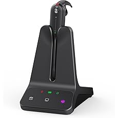 Yealink WH63 Wireless DECT Headset, Teams Certified, Mono Office Phone Headset with Noise Canceling Mic, Work for Computer, Desk Phones, 3 Wearing Styles, Long Wireless Range 394 ft,7H Talk Time