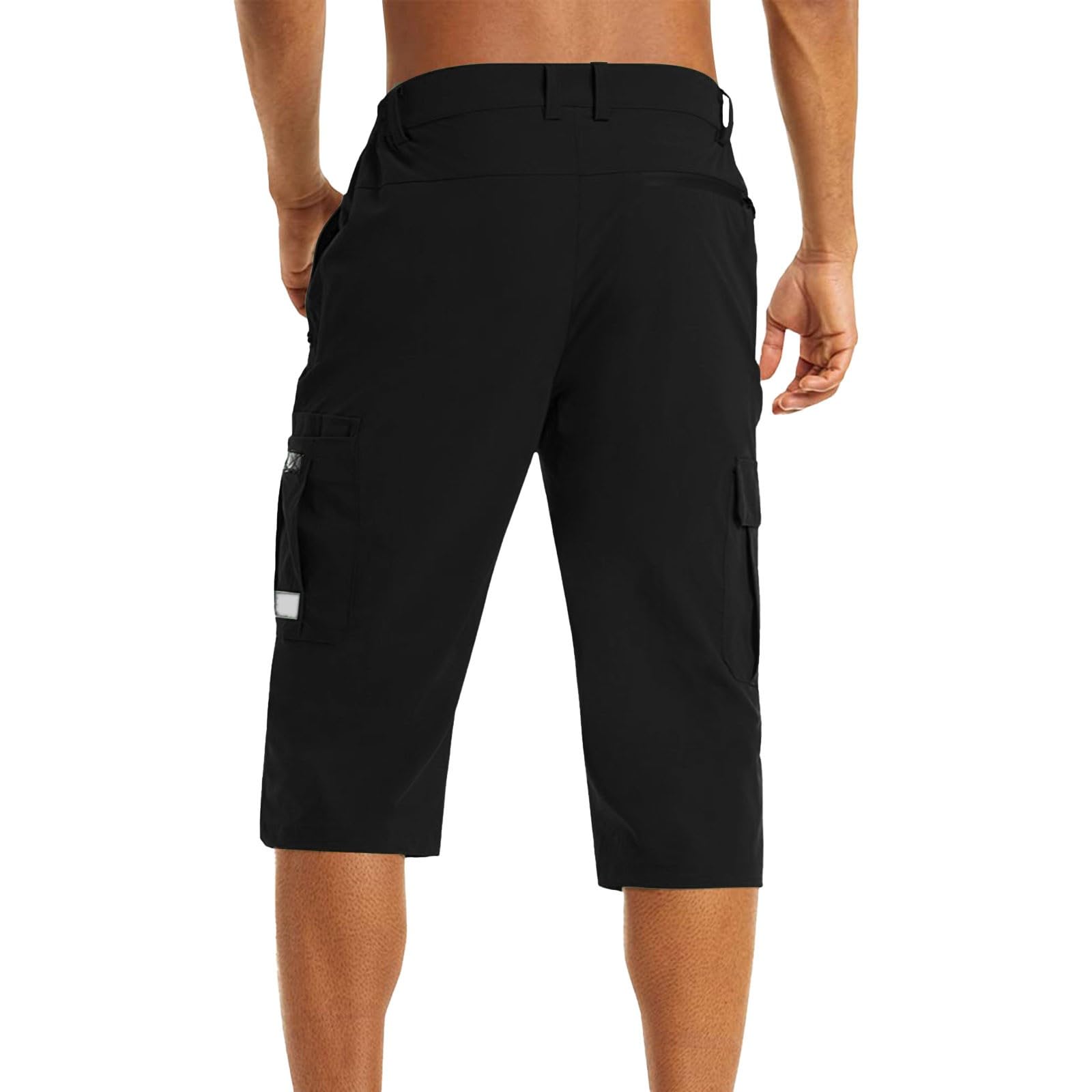 Herren 3/4 Hose Schnelltrocknend Outdoor Shorts mit Mehreren Taschen Leicht Sommer Caprihose Atmungsaktiv Wandern Bermuda Kurze Stretch Radhose Leichte Sporthose Wanderhose Trekkinghose