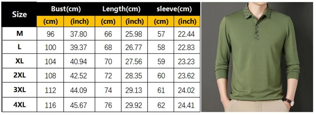 Camisa de manga larga delgada y elegante para hombre, cuello polo, color liso, para negocios, para hombre