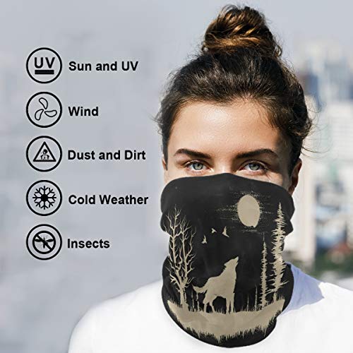 Bandana Face Mask, Neck Gaiter, Wolf In The Strange Forest Headband Sport Face Cover, Headwear for Women Men3