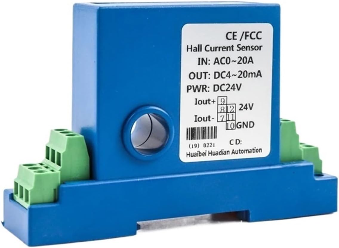 0-20mA Current Sensor 0-5V 0-10V Output Perforated AC Ampere Signal Transducer 24VDC(4-20mA Output,0-200A AC_12MM Aperture)
