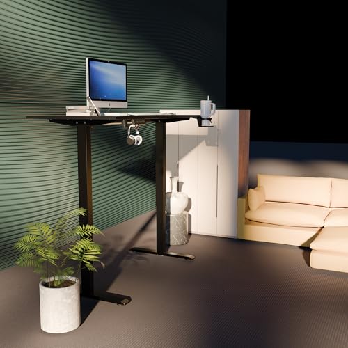 Image of Electric Height Adjustable Desk Frame Only | Adjustable 100cm-160cm Table Top Sit-Stand Desk Base | Ergonomic Heavy Duty Steel Frame | Black Finish, 1-Year Warranty, Installation Option Available