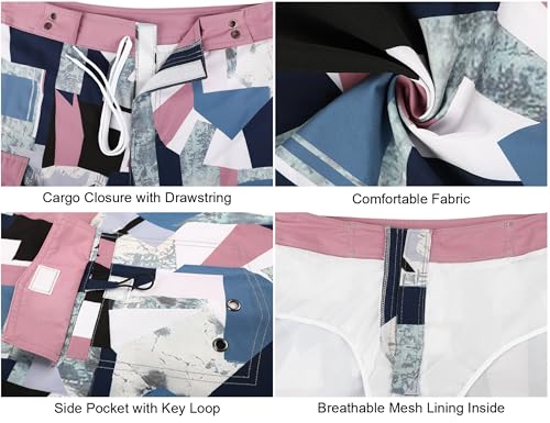 Men Swimming Shorts Swimsuit with Mesh Lining and Pocket Printed Beachwear4