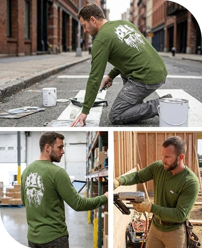 Image of BOCOMAL FR Shirts for Men Long Sleeve EX Soft Flame Resistant Henley CAT2 | NFPA2112 6oz Midweight Cotton Knit Heather Series,Moisture-Wicking /Breathable,Chest Pocket,Rib-Knit Cuffs,Summer Work T Shirt