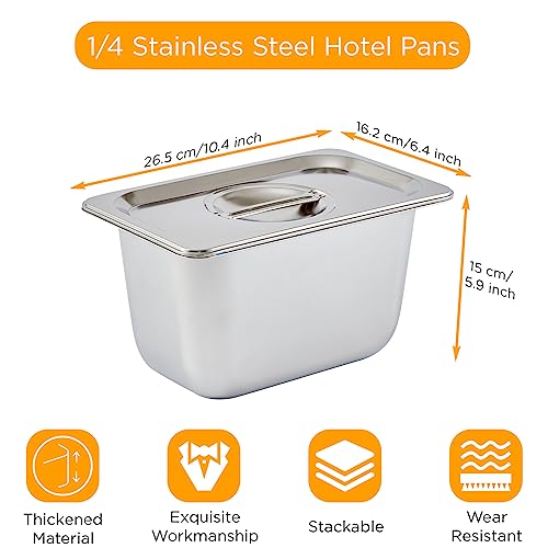 8 stainless hotel pans, 6″ deep with lid. 0.8mm thick. Commercial grade