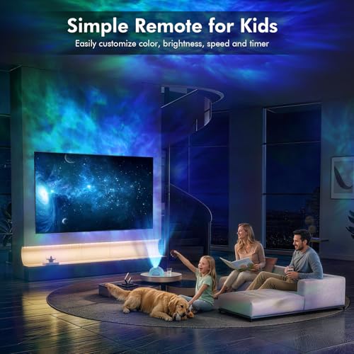 Image of Rossetta Dual Lens Galaxy Star Aurora Projector Night Light for Bedroom | 58 Light Effects, White Noise, Bluetooth Speaker, Music Sync, Remote Control, Timer, Room Decor Gift for Kids Adults Teens