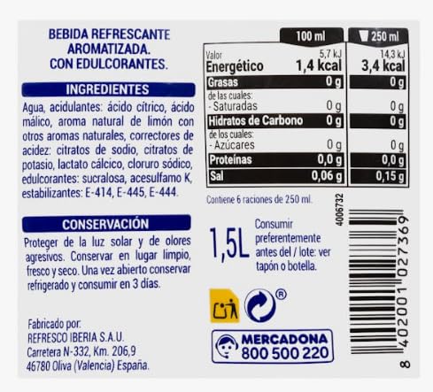 Iso Drink Zero Boisson Isotonique Saveur Citron, Sans Sucres Ajoutés, 1,5 L, Lot de 6 Bouteilles