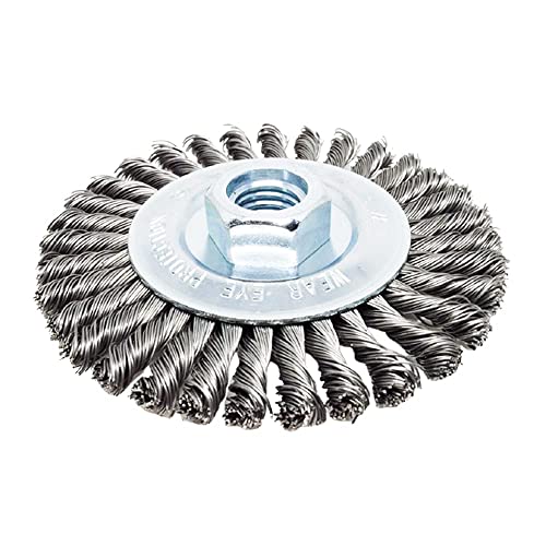 Image of Benchmark Abrasives 4 inch x 3 /16 inch Stringer Bead Wire Wheel with 5 /8 inch-11 Thread, for Weld Cleaning, Weld Spatter Removal, Stripping, Deburring, Use with Angle Grinders - (4 inch x 3 /16 inch, Carbon)