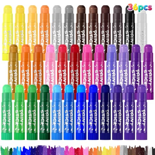 Tempera Paint Sticks For Kids 2-4 36 Assorted Colors Washable Paint Set Back to School Art Supplies for Toddler 1-3 Ideal Basket Stuffers for Boys Girls