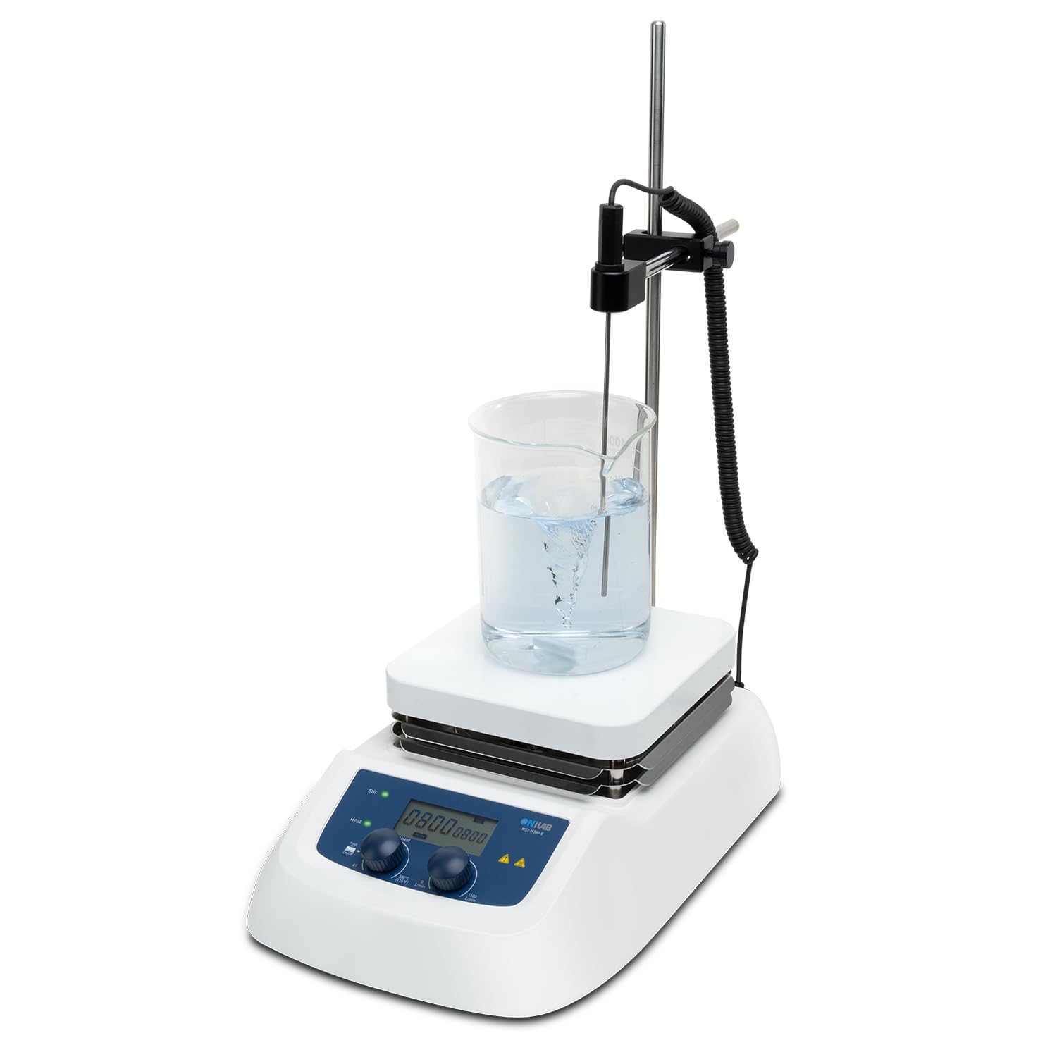 ONiLAB Agitatore magnetico con piastra riscaldante digitale LCD da 380 ℃ con piastra di lavoro in alluminio rivestito in ceramica, 80-1500 giri/min, 20 l, barra di agitazione inclusa