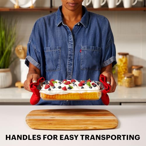Image of Pyrex Basics 2-Qt Glass Baking Dish with Lid, Tempered Glass Baking Dish with Large Handles, Non-Toxic, BPA-Free Lid, Dishwashwer, Microwave, Freezer and Pre-Heated Oven Safe
