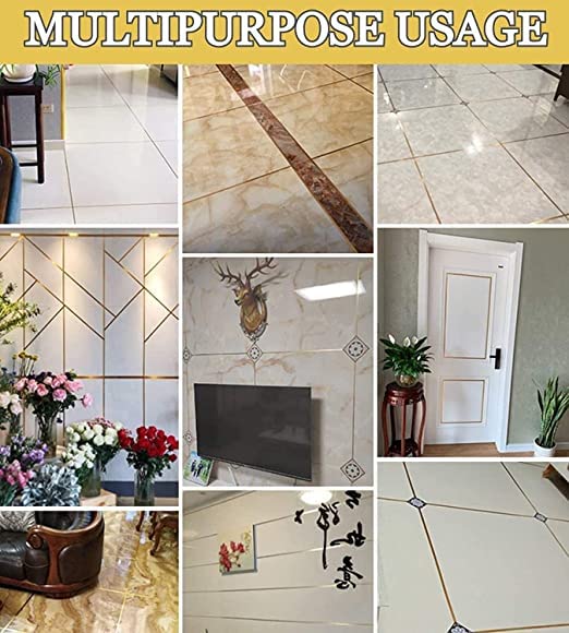 NOMAZO Tile Sticker Waterproof Gap Sealing Golden Tape Strip Adhesive Tile Decoration Floor Tape for Floor and Wall 2