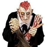 Material: Latex Amakando Psycho Monstermaske Monster Halloweenmaske offenes Gehirn Horror Zombiemaske Halloween Zombie Maske Karneval Kostüm Accessoires Grusel Faschingsmaske Untoter Horrormaske Bestie