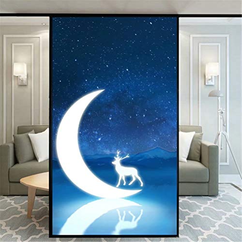Privacy Window Film Beautiful Starry Sky Decorative Opaque Non-Adhesive Static Cling Frosted Glass Window Film Window Stickers for Home Office 65x100cm(25.6
