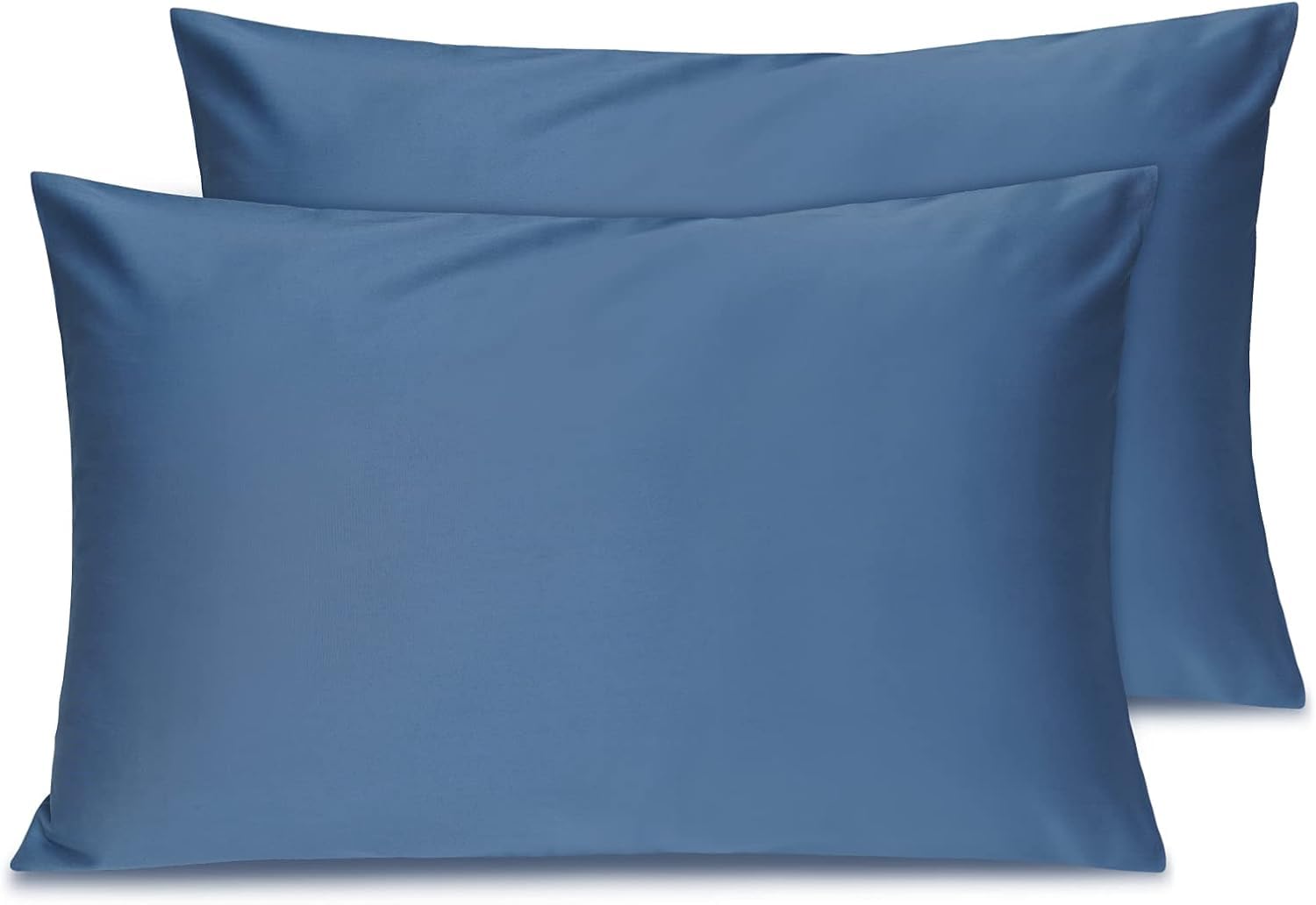 The Trendy House Toddler Travel Pillow Cases Set of 2, 600 Thread Count 100% Egyptian Cotton Pillow Covers with Flap Closure - (14x20, Med Blue, Flap Closure)