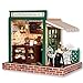 XZJJZ DIY Puppenhaus aus Holz Miniatur-Möbel-Set, handgemachte Minihaus Craft Plus-Staubschutz & LEDLight, Geburtstagsgeschenk for Kinder Erwachsene Mädchen Kaffee-Zeit