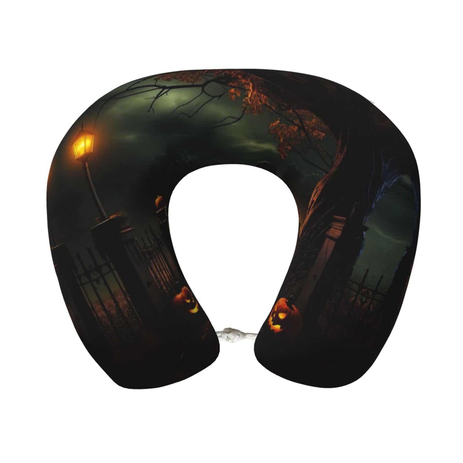 peiyeety Scary Halloween Print Custom U-Shaped Pillow,Memory Foam Cervical Neck Travel Pillow,for Home,Camping,Travelling
