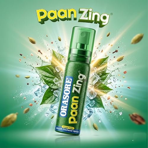 Image of PaanZing Instant Mouth Freshener Spray by Orasore | Paan, Aloe Vera, Pudina, Peppermint, Cinnamon, Clove & Elaichi | Anti-Bacterial & Long Lasting, Germ-free Blend (Pack of 2)
