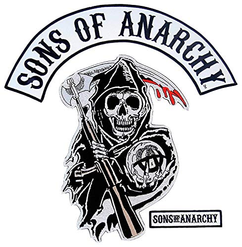 Sons of Anarchy Text and Arched Reaper Logo Mens Patch Set