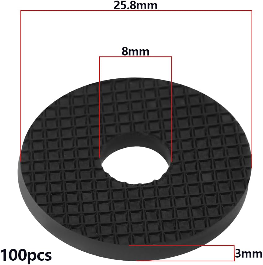 100pcs M8 Rubber Washers Rubber Flat Washers Round Sealing Washers 25.8mm OD x 8mm ID x 3mm Thick for Plumbing Industrial Machinery Home Use