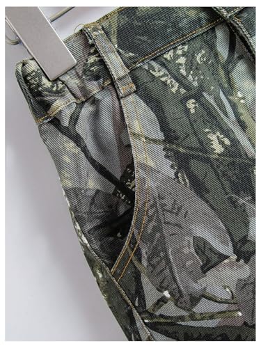 WDIRARA Boy's Zipper Fly Flap Pocket Cargo Pants Straight Leg Camo Denim Trousers4