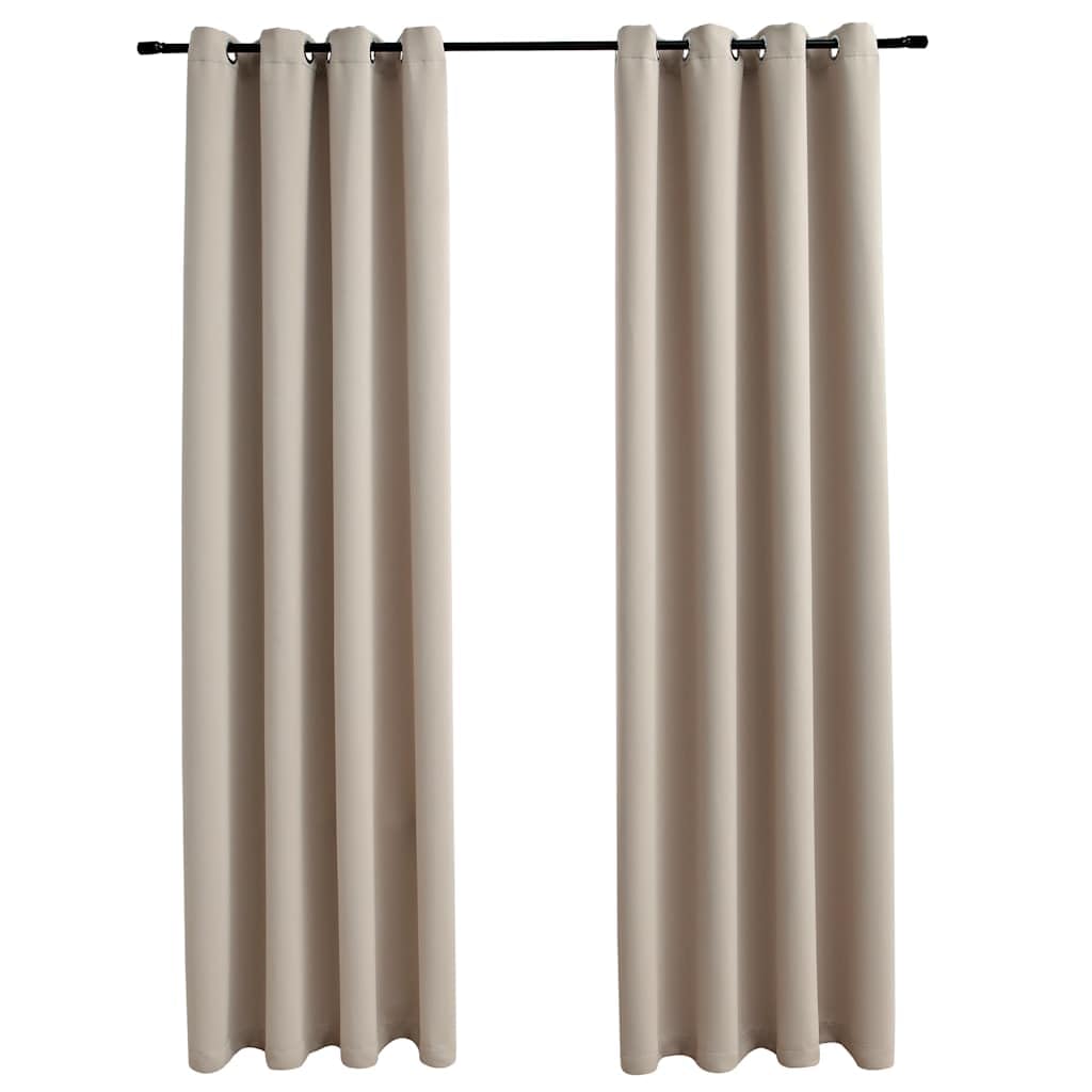 Rideaux Occultants à Oeillets Lot de 2 Beige 140x225 cm, Rideau de Salon et Chambre en Polyester pour Occulter la Lumière et Protéger l'Intimité
