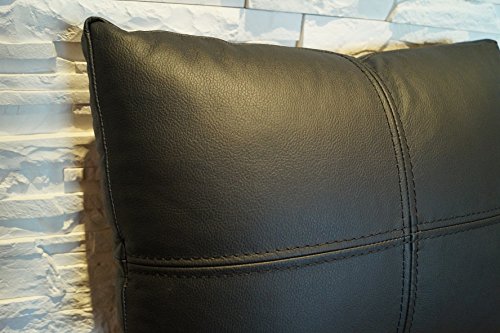 Quattro Meble Echt Lederkissen Schwarz Sofa Deko Kissen Echtleder Rückenkissen Rindsleder Leder Modell P&Z4el (30 x 50 cm)