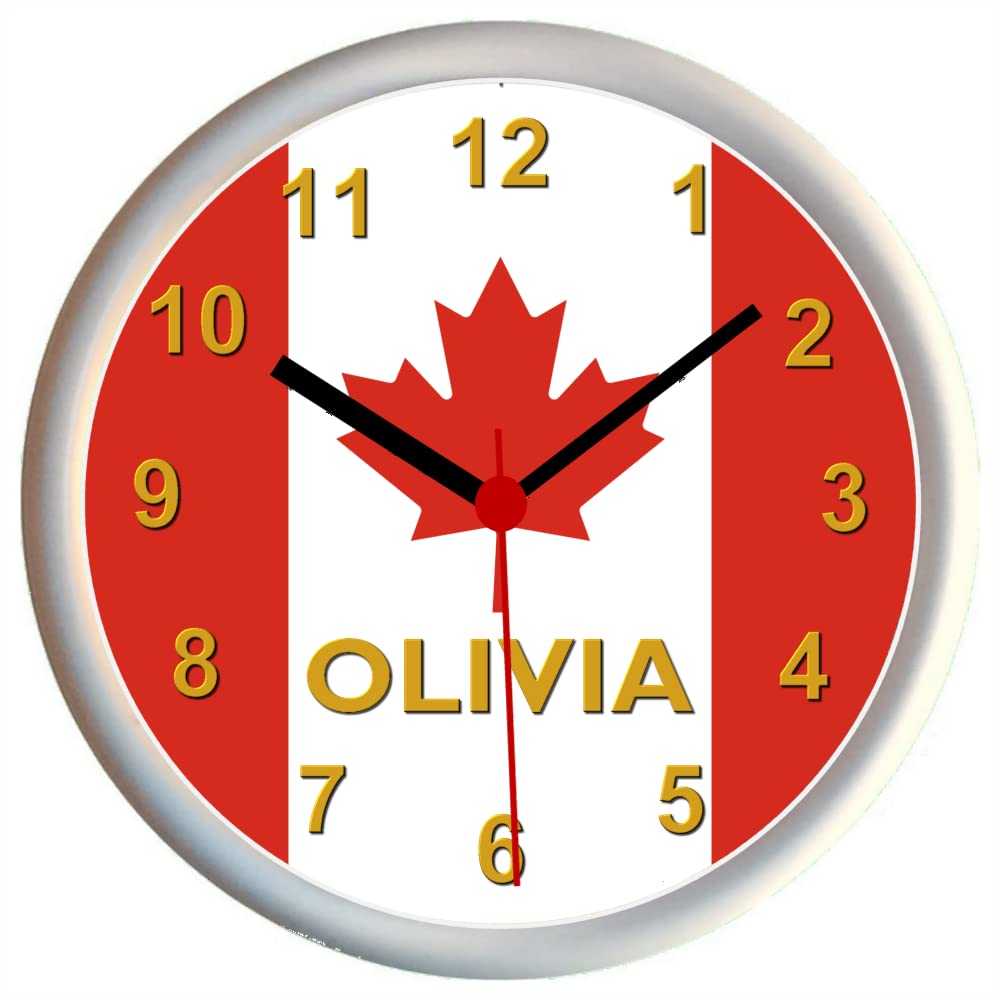 Key Expressions White Personalised Canada/The Maple Leaf/Canadian Flag Wall Clock