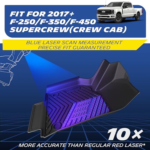 Image of Michelin Vehicle Mats for 2017-2026 Ford F250 /F350 /F450 Super Duty CrewCab | Fit Bucket Seat Carpet Floor, All-Weather TPE Custom Fit Floor Mats, Non Slip Truck Liner, 2 PCS, Premier