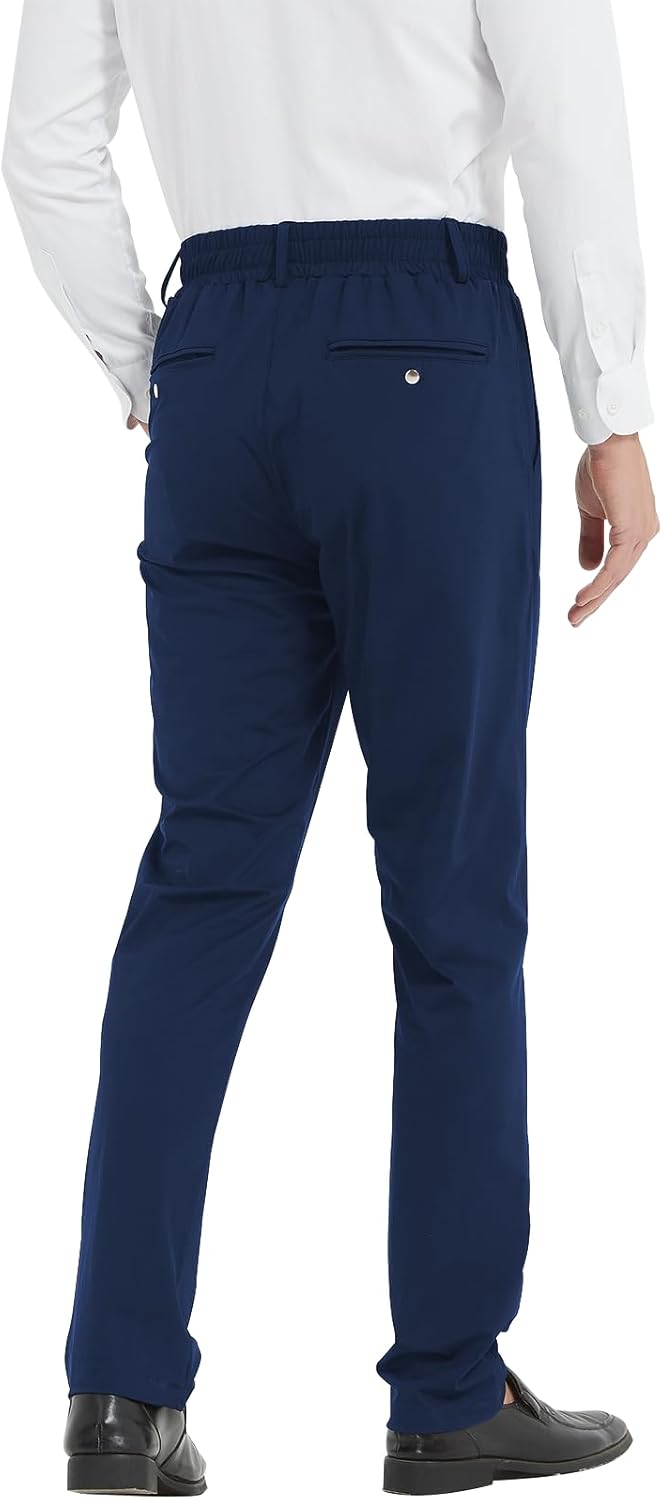 LETAOTAO Mens Elastic Waist Pants for Seniors High Stretch Expandable Waist Pants for Elderly with Magnet Button - Image 2