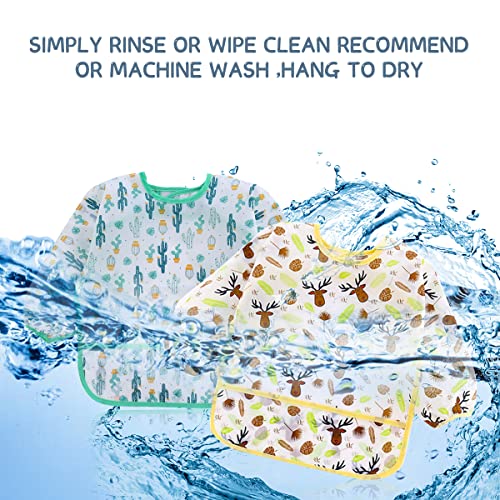 5 Pcs Long Sleeved Baby Toddler Bibs Waterproof Sleeved Bib 3-24 Months2