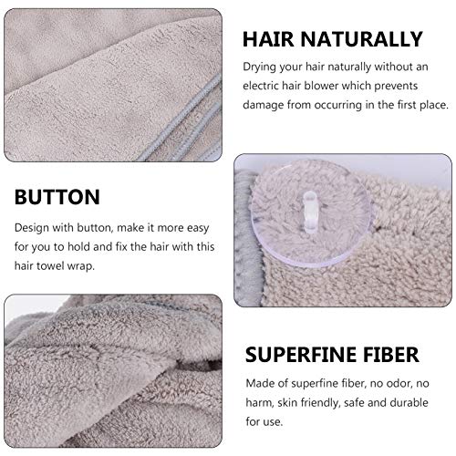 Lurrose 2 Pcs Toalha de Cabelo de Microfibra Toalha de Cabelo de Secagem Rápida Com Botão Absorvente