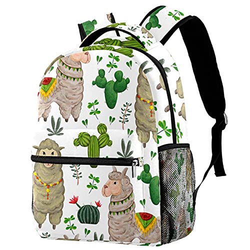 Sac à dos voyage alpaga blanc avec porte-bouteille pour enfants