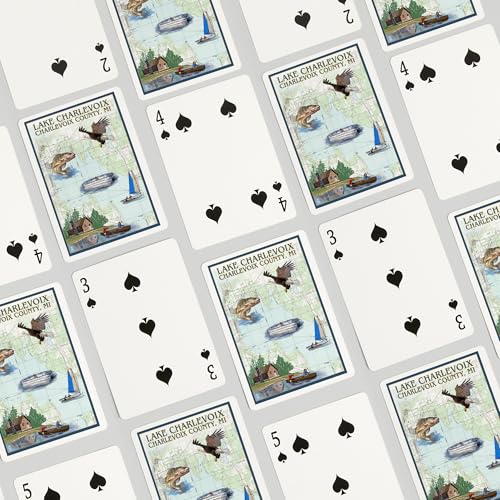 Mazo de 52 Cartas Poker Carta Náutica Lake Charlevoix miniatura 4