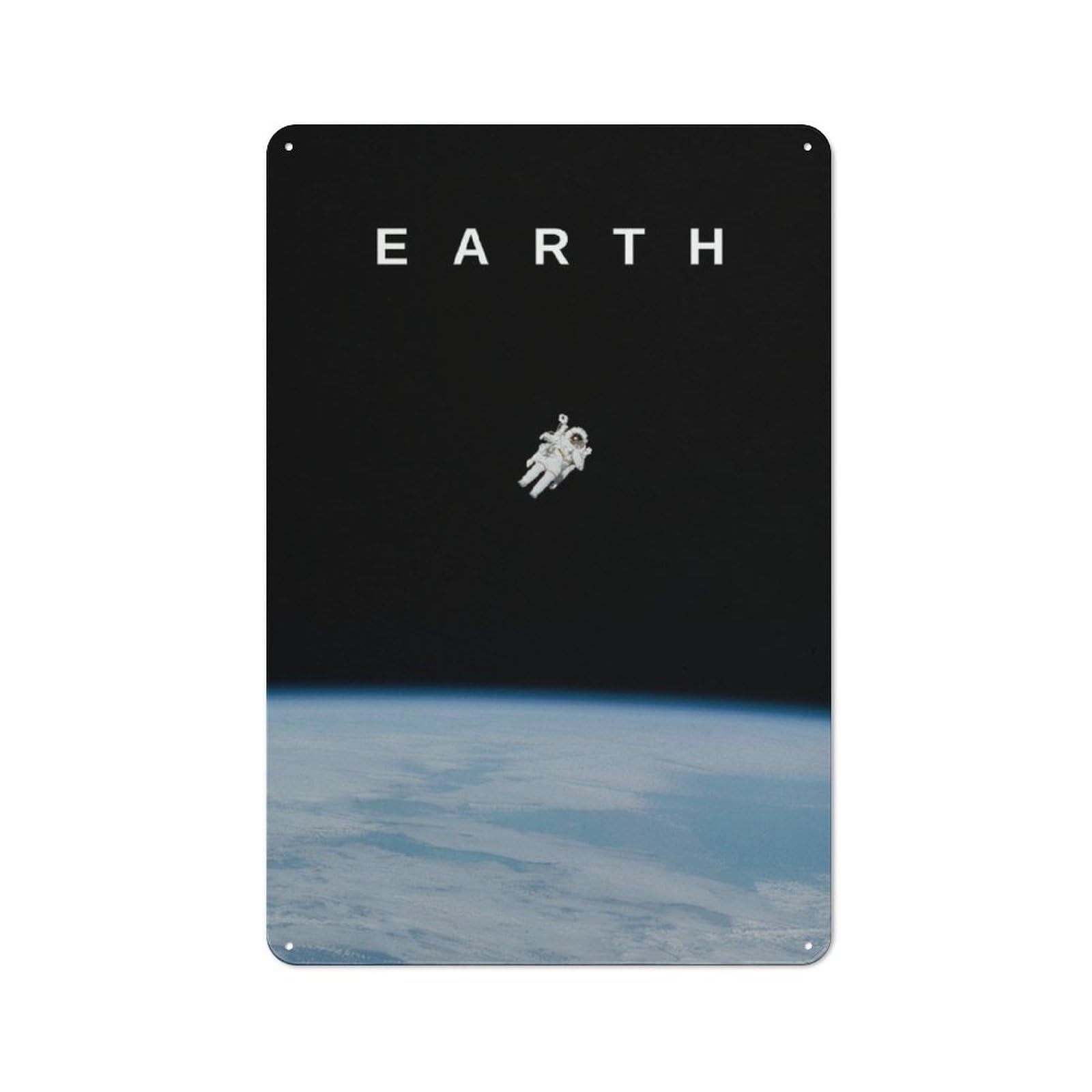 Junmoney Earth From Space Warehouse Style Metal Wall Decor 30X20cm, Tin Wall Sign For Modern Home, Workshop, Office Or Cafe