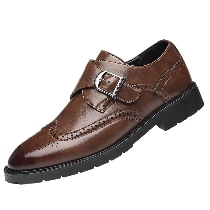 New Men Casual Shoes Business Shoes Slip-on Dress Shoes Male All-Match Wedding Shoes Buckle Strap
