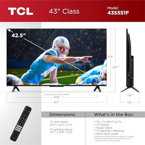 TCL 43-Inch Class S5 UHD 4K LED Smart TV with Fire TV (43S551F, 2024 Model), Dolby Vision, HDR PRO+, Dolby Atmos, Alexa Built-in with Voice Remote, Apple AirPlay 2 Compatibility, Streaming Television - Image 4